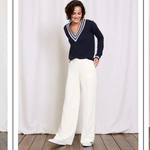 Boden Camille Wide Leg Pants in White size 14 NWOT
